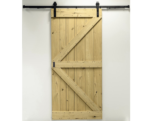 Holzschiebetür mit Beschlägen an der Wand