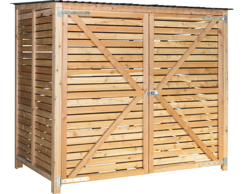 Holz Mülltonnenbox mit zwei Türen und Dach