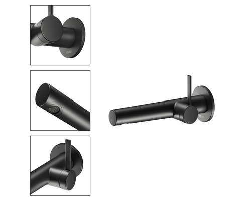 Schwarze Waschtischarmatur zur Wandmontage