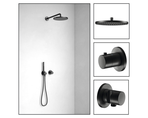 KEUCO Duscharmatur IXMO SETS BLACK SELECTION DVGW geprüft schwarz matt 59602370001 Duschset mit Kopfbrause, Handbrause und Armatur