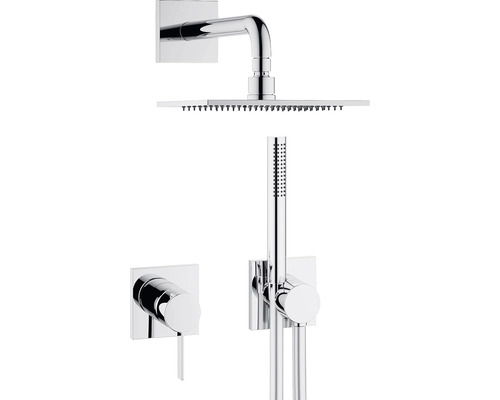 KEUCO Duscharmatur mit Thermostat IXMO SETS DVGW geprüft chrom 59603010002 Brausegarnitur mit Kopfbrause, Handbrause und Armaturen für die Dusche