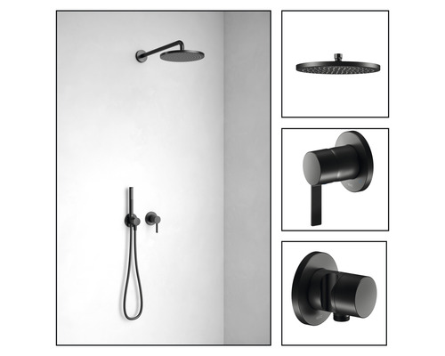 KEUCO Duscharmatur IXMO SETS BLACK SELECTION DVGW geprüft schwarz matt 59603370001 Duschset mit Kopfbrause, Handbrause und Armaturen für das Badezimmer
