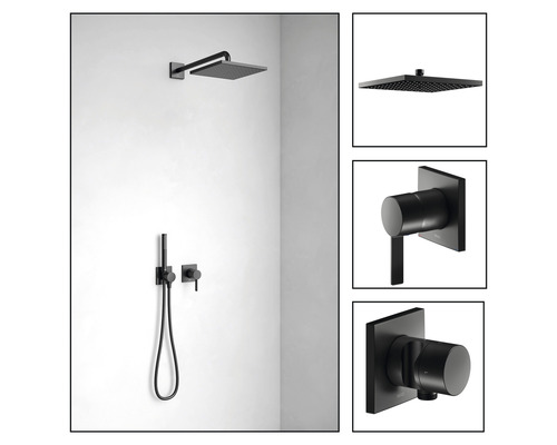 KEUCO Duscharmatur IXMO SETS BLACK SELECTION DVGW geprüft schwarz matt 59603370002 Duschset mit Kopfbrause, Handbrause und Armatur