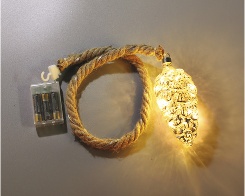 Dekorative Tannenzapfenleuchte mit Seil und Batteriefach für stimmungsvolle Beleuchtung