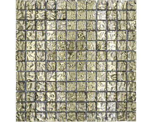Glasmosaik XCM 8GO3 Quadrat Crystal Gold wavy 29,8x29,8cm