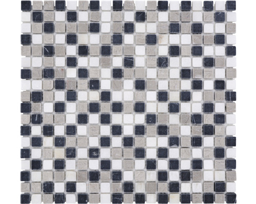 Natursteinmosaik MOS 15/1125 Quadrat Marmor mix 30,5x32,2cm Mosaikfliese mit quadratischen Steinen