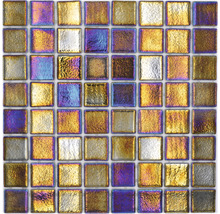 Mosaikfliese mit quadratischen Glasstücken