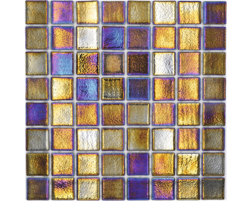 Glasmosaik VP55386PUR Quadrat ECO Shell DEEP 38 PUR 31,6x31,6cm Mosaikfliese mit quadratischen Glasstücken