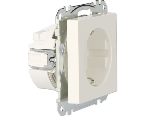 Steckdose mit quadratischer Blende und Metalleinfassung