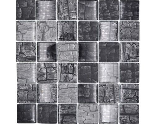 Glasmosaik XCM PF88 Quadrat Crystal Petrified Forest grau 30x30cm Mosaikfliesen mit Holzoptik