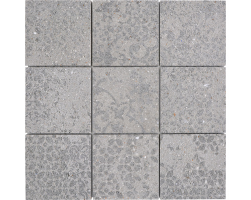 Feinsteinzeugmosaik CSB 95BG7 Quadrat BLOX 95 grau 29x29cm Neun graue Fliesen mit gesprenkeltem Muster