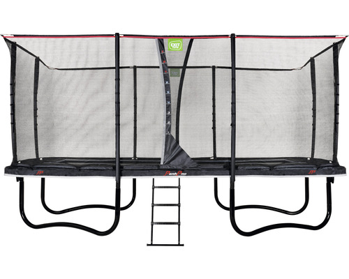 Rechteckiges Gartentrampolin mit Sicherheitsnetz und Leiter