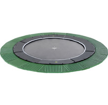 Rundes Gartentrampolin mit grüner Schutzmatte