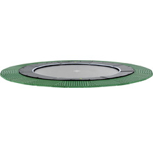 Rundes Gartentrampolin mit grüner Umrandung und gepolstertem Rand