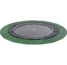 Rundes Gartentrampolin mit grünen Schutzmatten