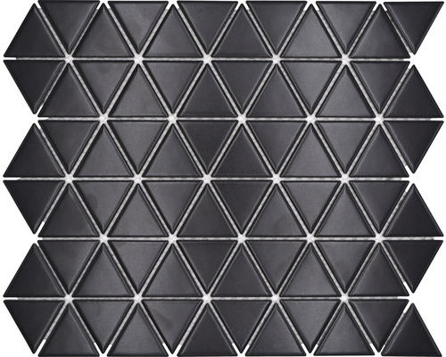 Keramikmosaik CG TR 49 Dreieck uni schwarz matt 25,2x29,1cm Mosaikfliese mit dreieckigen Elementen