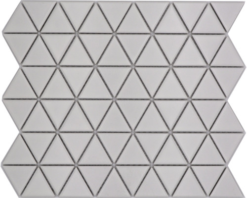 Keramikmosaik CG TR 41 Dreieck uni weiß matt 25,2x29,1cm Dreieckige Fliesenmatte zur Wandgestaltung