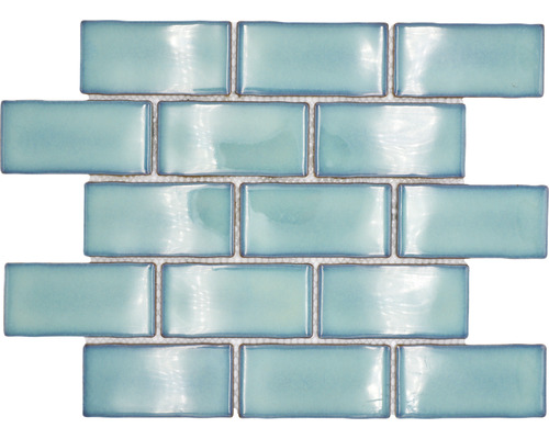 Keramikmosaik HSS 716 Subway Handmade Style Antique Green 26,5x30,9cm Mosaikfliese im rechteckigen Format