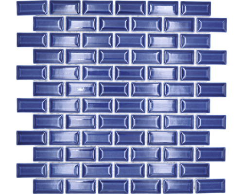 Keramikmosaik CBK 114 Brick Bond Diamond uni kobaltblau 30x30cm Mosaikfliese im Metro-Stil