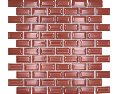 Keramikmosaik CBR 112 Brick Bond Diamond uni rot 30x30cm Mosaikfliese in Ziegelform für Wandgestaltung