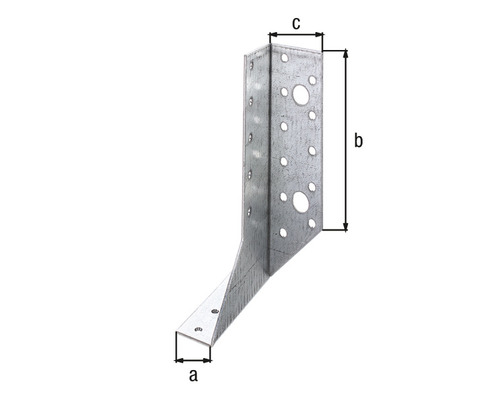 Pfostenträger mit Bemassung zur Befestigung von Holzkonstruktionen