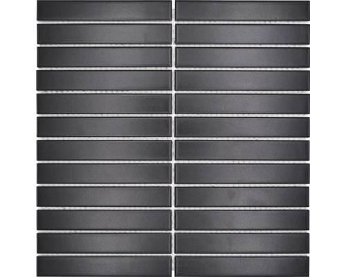 Keramikmosaik CG ST 260 Stäbchen uni schwarz matt 29,6x30cm Mosaikfliese mit länglichen, rechteckigen Elementen