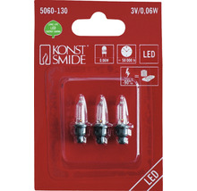 Konstsmide Logo. Drei LED-Leuchten in Verpackung