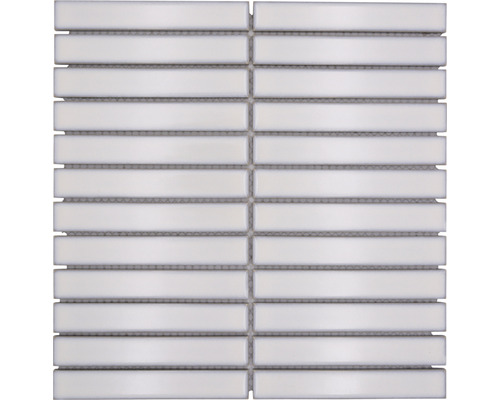Keramikmosaik CG ST 230 Stäbchen uni altweiß glänzend 29,6x30cm Mosaikfliese mit rechteckigen Elementen