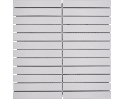 Keramikmosaik CG ST 220 Stäbchen uni weiß matt 29,6x30cm Mosaikfliese aus Keramik mit Stäbchenmuster