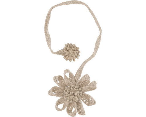 Dekoratives Raffband aus Naturfaser mit Blumen und Kugel
