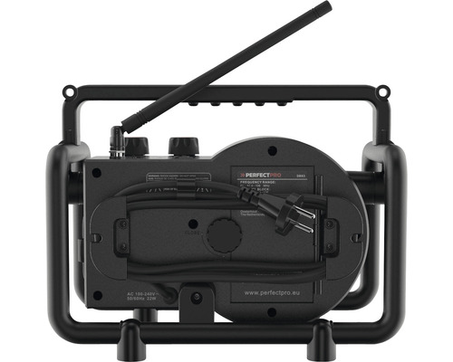 Perfectpro DAB3 Baustellenradio, Rückansicht