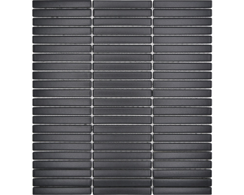 Keramikmosaik CG BBM 01 Rechteck KITKAT uni schwarz matt 28,2x30,8cm Mosaikmatte mit schmalen, länglichen Steinen