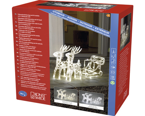 Konst Smide LED Dekoration Rentierschlitten mit 84 LEDs, Verpackung