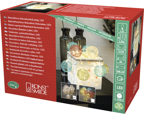 Konstsmide Logo. Batteriebetriebene LED Dekoration mit 16 Lichtern für den Innenbereich