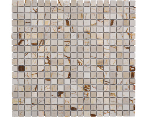 Natursteinmosaik MOS 15/2807 Quadrat golden cream 30,5x32,2cm Mosaikfliese aus Stein für Wand und Boden