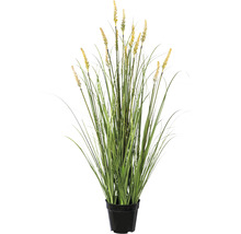 Künstliches Gras mit Blüten in einem Topf
