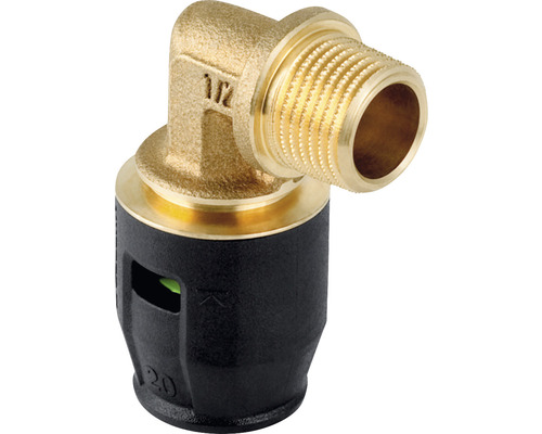 GEBERIT PushFit Winkel 90 ° Messing 25 mm x 1 Zoll AG 652.263.00.1 Eckventil mit Gewinde, Größe 1/2 Zoll