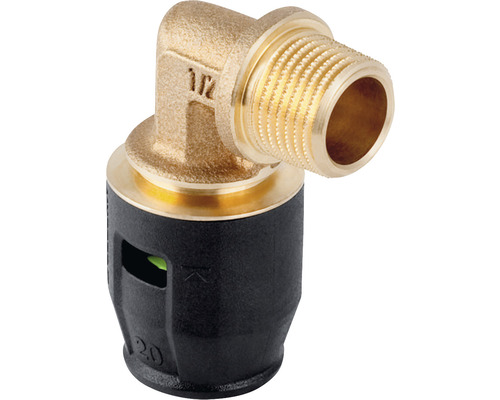 GEBERIT PushFit Winkel 90 ° Rotguss 25 mm x 3/4 Zoll AG 652.242.00.1 Messingfitting mit Außengewinde und 90-Grad-Winkel