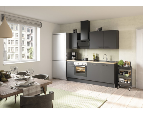 Optifit Küchenzeile Ingvar420 210 cm Frontfarbe anthrazit | HORNBACH