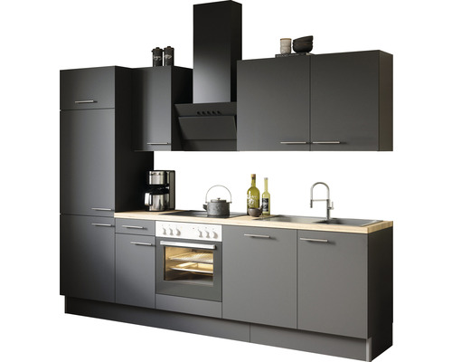 Optifit Küchenzeile Ingvar420 270 cm Frontfarbe anthrazit | HORNBACH