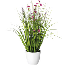Künstliche Wiesenblumen in weißem Topf