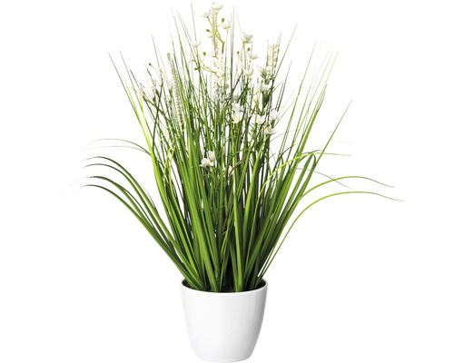 Kunstpflanze Blüten Gras Mix Höhe: 46 cm weiß
