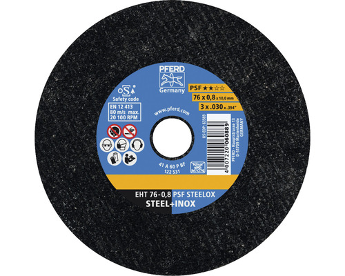 Trennscheibe PFERD EHT PSF STEELOX Ø 76x0,8x10 mm Trennscheibe 76x0,8 Millimeter für Stahl und Edelstahl