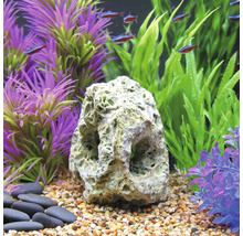 Dekorativer Lochstein für Aquarien mit Kunstpflanzen und Fischen