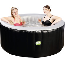 Whirlpool EXIT Silver Classic mit Filterpumpe und integrierter Wärmefunktion, 100 Luftdüsen, LED-Beleuchtung, isolierende Abdeckplane, Bodenplane schwarz
