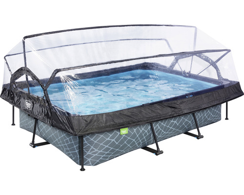 Rechteckiger Stahlrahmenpool mit Abdeckung für den Außenbereich