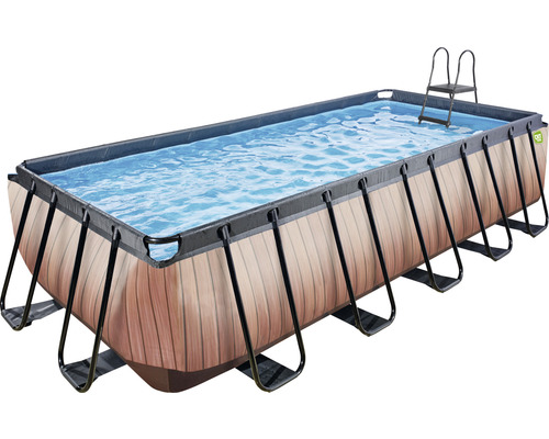 Rechteckiger Pool mit Stahlrahmen und Leiter