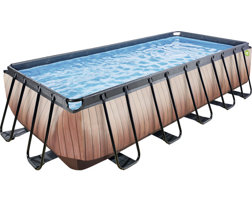 Rechteckiger Framepool mit Holzoptik und Wasser