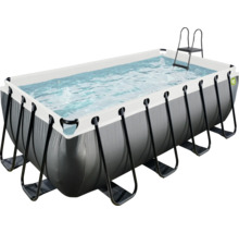 Aufstellpool Framepool-Set EXIT BlackLeather Style rechteckig 400x200x122 cm inkl. Kartuschenfilteranlage & Leiter schwarz