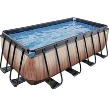 Rechteckiger Pool mit Holzoptik und Stahlrahmen